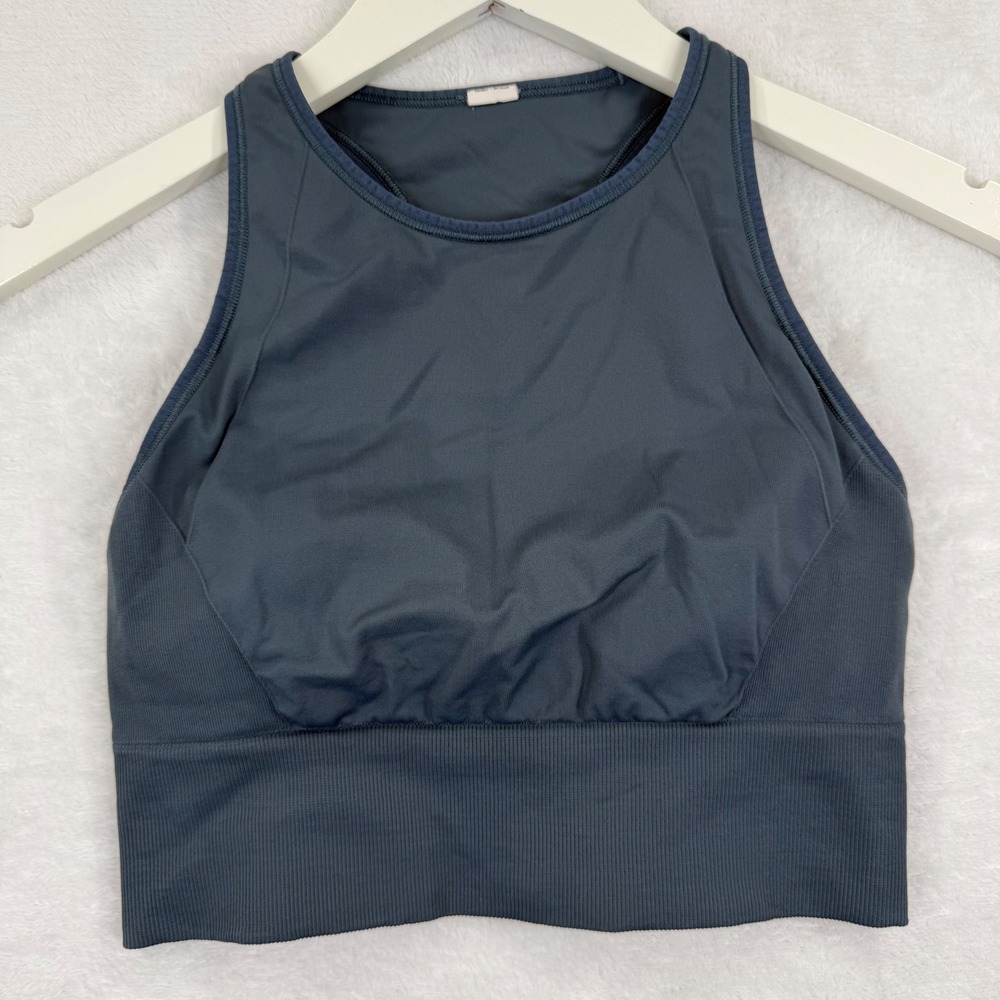 Lululemon Ebb to Train Bra Iron Blue High Neck Racerback Sports Bra Size 6